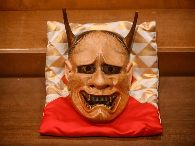 This photo taken on July 29, 2020 shows a mask displayed at the Kamakura Noh Theatre in the town of Kamakura in Kanagawa Prefecture, about one hour southwest of Tokyo. Philip FONG / AFP