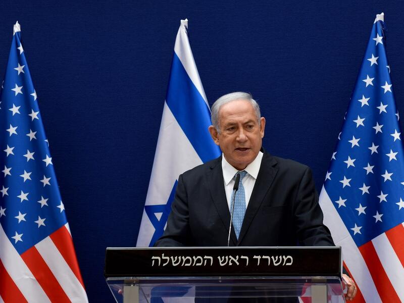 Israeli Prime Minister Benjamin Netanyahu makes joint statements to the press with US Presidential Adviser Jared Kushner (unseen) after their meeting in Jerusalem, on August 30, 2020, about the Israel - United Arab Emirates agreement to normalise relations. DEBBIE HILL / AFP / POOL