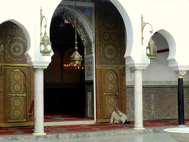 The University of Al Quaraouiyine.  It is not as visually-spectacular but it still has a beautiful design with arched doorways /Photo Ewelina Lepionko