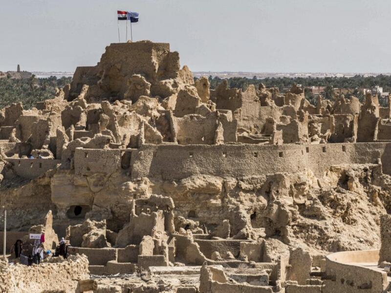 After it was worn away by erosion, and then torrential rains in 1926, the European Union and Egyptian company Environmental Quality International (EQI) from 2018 sought to restore the building, at a cost of over $600,000.  Khaled DESOUKI / AFP