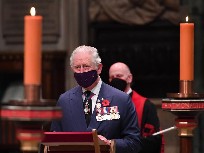 Britain's Prince Charles, Prince of Wales speaks at a service to commemorate the centenary of the burial of the Unknown warrior at Westminster Abbey on Armistice day in London on November 11, 2020. Jeremy Selwyn / POOL / AFP
