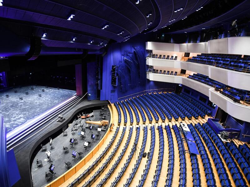 A picture taken on November 19, 2020 shows Aalto theater in Essen, western Germany. The Aalto theatre, which was built in 1988 by Finnish architect Alvar Aalto, is mainly used for opera and ballet and offers space for 1100 seats. No public events are allowed at theathers in Germany until December, 2020 to limit the spread of the novel coronavirus. Ina FASSBENDER / AFP
