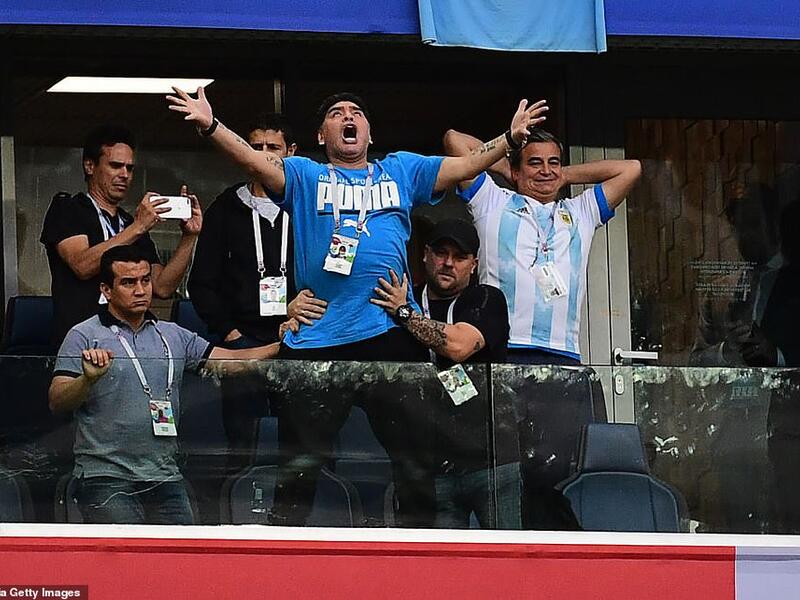Maradona pictured at the 2018 World Cup, where he watched Argentina from executive boxes. (AFP/File)