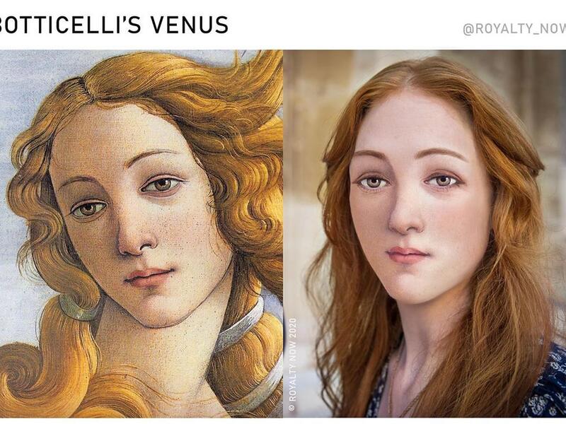 Venus from Botticelli’s famous “The Birth of Venus”, painted during the height of the Italian Renaissance,  by Becca Saladin (royalty_now_/Instagram)