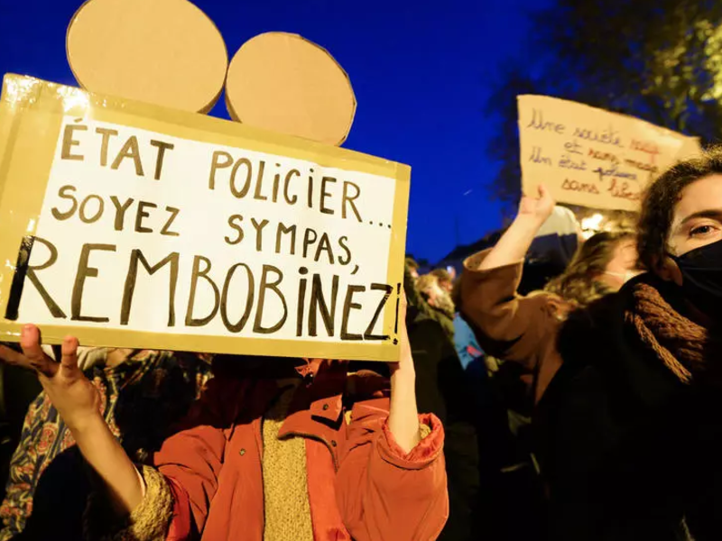 French protestors rally in Nantes on Friday against the new security law with more demonstrations expected on Saturday JEAN-FRANCOIS MONIER AFP