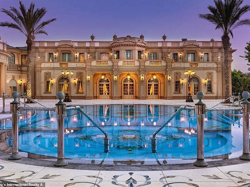 A stunning royal style residence inspired by Baroque and Rococo architecture overlooking the Mediterranean Sea in prestigious Caesarea. The property's outdoor pool is pictured above. (Sotheby's International Realty A