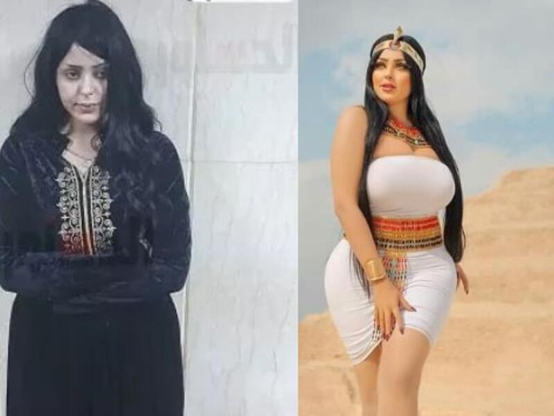 the model, who ignited outrage online for wearing provocative Pharaonic-styled clothing in the shoot. (Twitter)