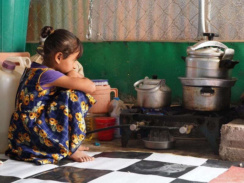 A Yemeni girl sits at the Jaw al-Naseem camp for internally displaced people on the outskirts of the northern city of Marib, on February 18, 2021 in the Saudi-backed Yemeni government's last northern bastion. Until early last year, life in Marib city was relatively peaceful despite the Yemen's civil war that erupted in 2014. The United Nations warned last week of a potential humanitarian disaster if the fight for Marib continues, saying it has put "millions of civilians at risk". More than 3.3 million have 
