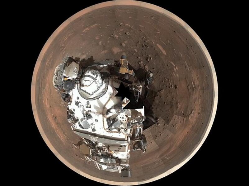 The stunning panorama was created with 5,000 commands parameters that shot a total of 142 images that were beamed back to Earth where NASA stitched them together. NASA stitched it together tile by tile in a circular formation starting with the horizon and ending with the rover. (NASA)