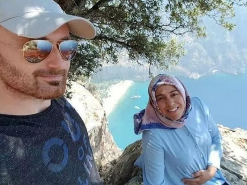Prosecutors claimed that the only reason they sat on top of the cliff for three hours was so that he could make sure no one was around. Pictured Aysal (left) with Semra (right). (Twitter)