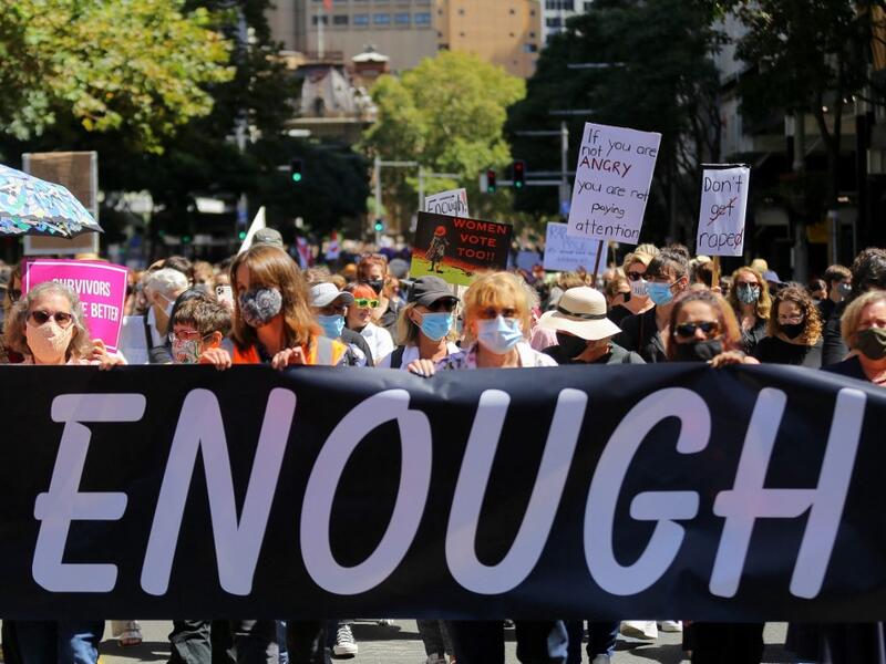 A rally against sexual violence and gender inequality in Australia