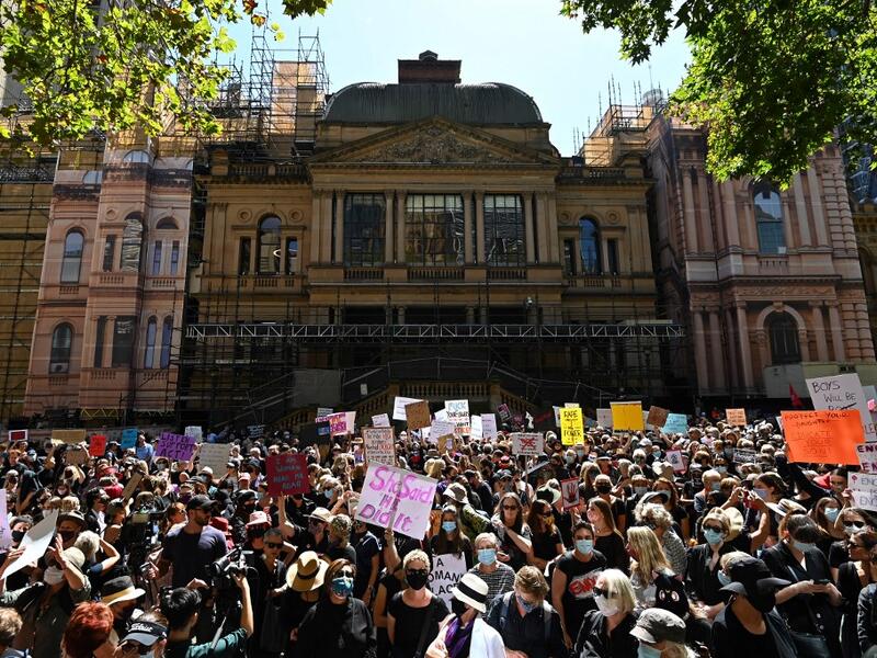 A rally against sexual violence and gender inequality in Australia
