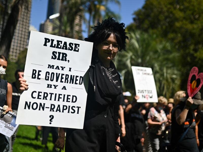 A rally against sexual violence and gender inequality in Australia