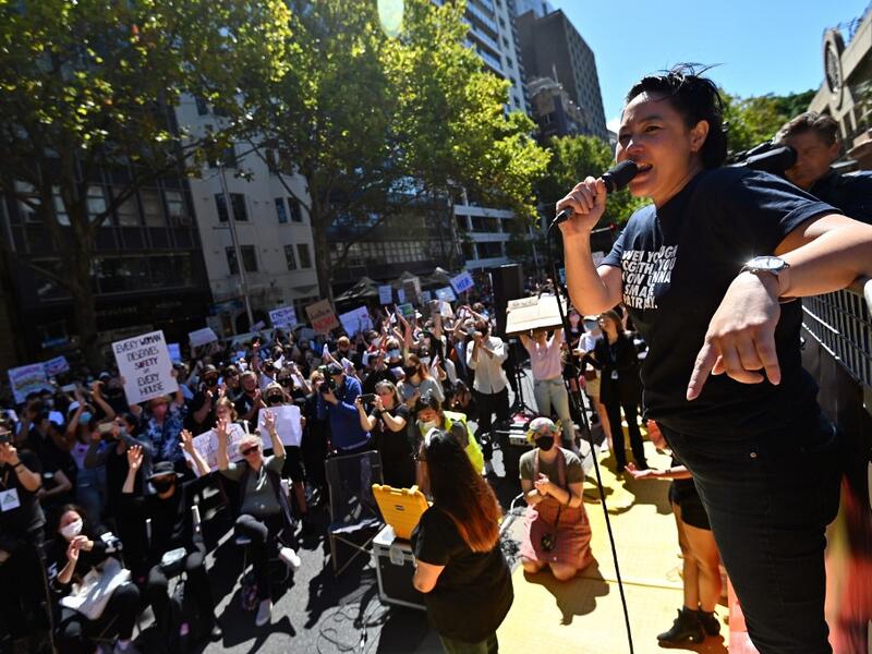 A rally against sexual violence and gender inequality in Australia