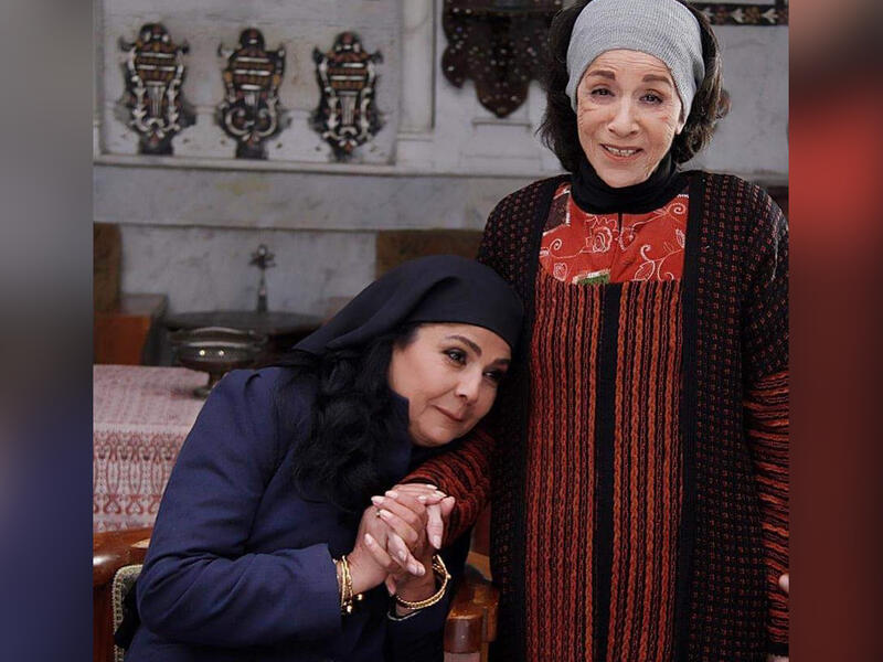 Sabah Jazairi with her sister comedian Samia Jazairi 