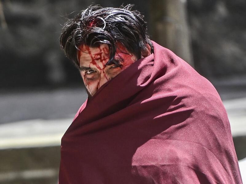 An actor reenacts the Passion of the Christ in Iztapalapa neighbourhood in eastern Mexico City 