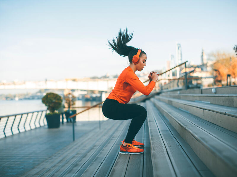 Fitness woman jumping