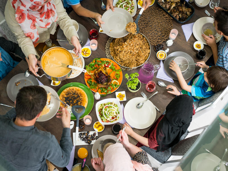 At the dinner table in Ramadan