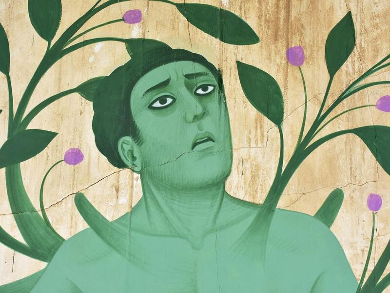 Fikos tries to combine ancient Greek mythology with the Byzantine iconography