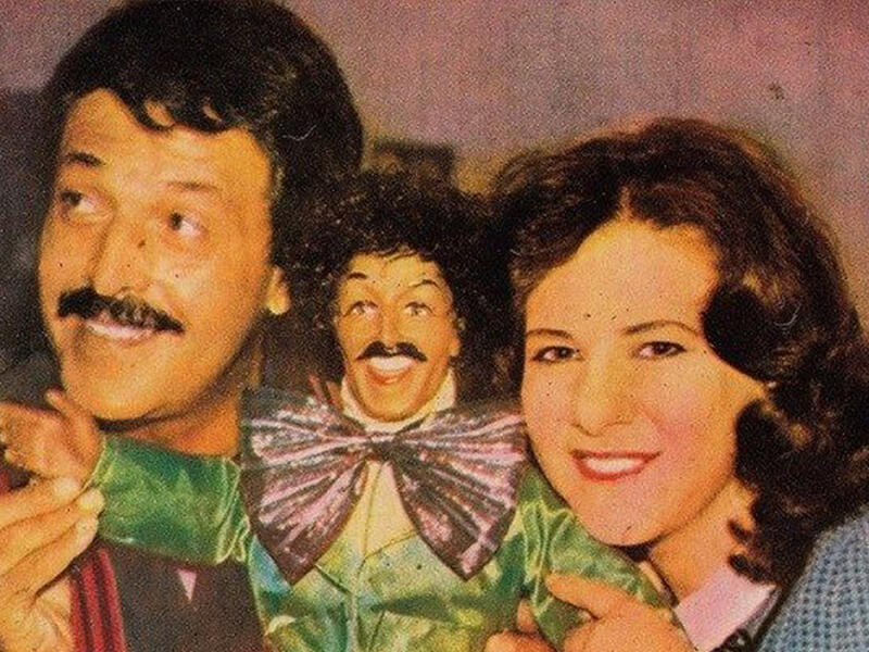 Samir Ghanem and Dalal Abdel Aziz with fictional character Fatouta