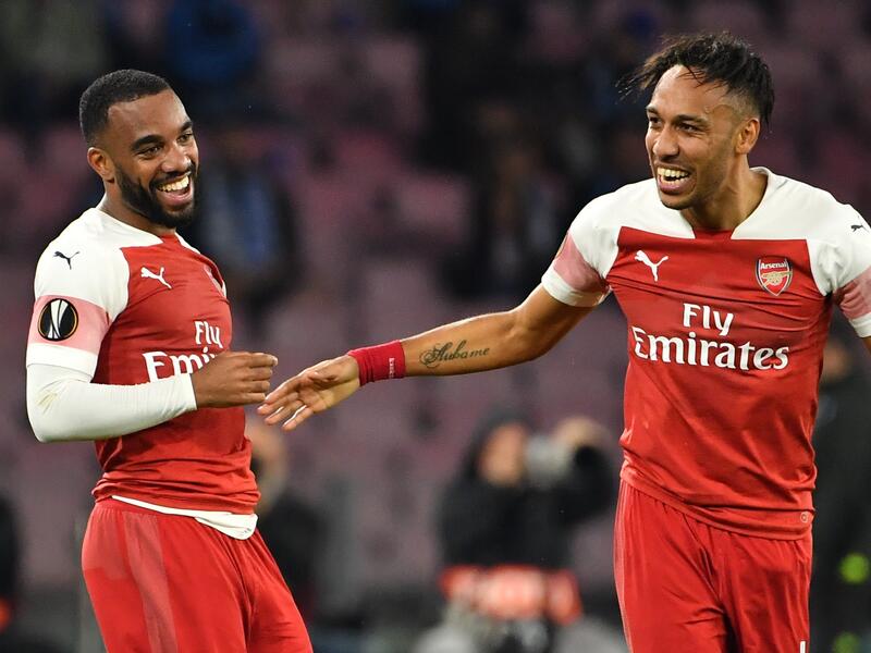 Alexander Lacazette (L) and Pierre-Emerick Aubameyang (Photo: AFP)