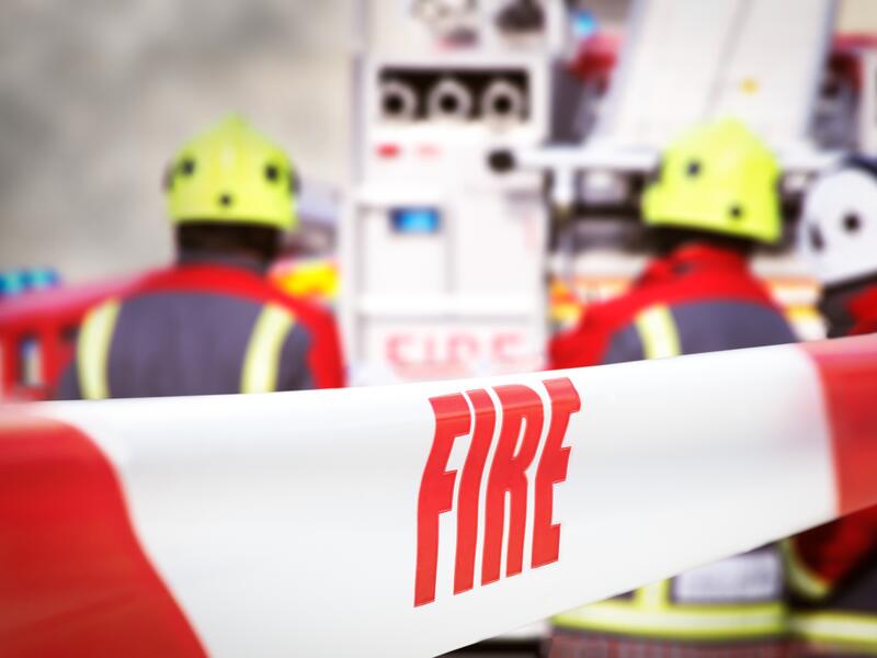Firefighters at the scene of the fire at at recycling plant in Richmond, Indiana.