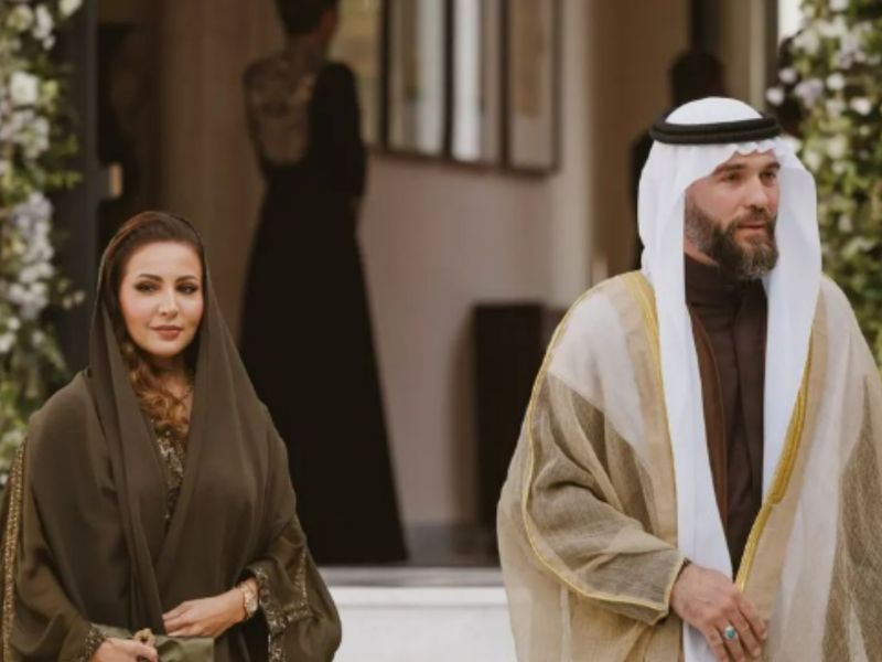 الأميرة فهدة الهاشم برفقة زوجها الأمير هاشم بن الحسين 