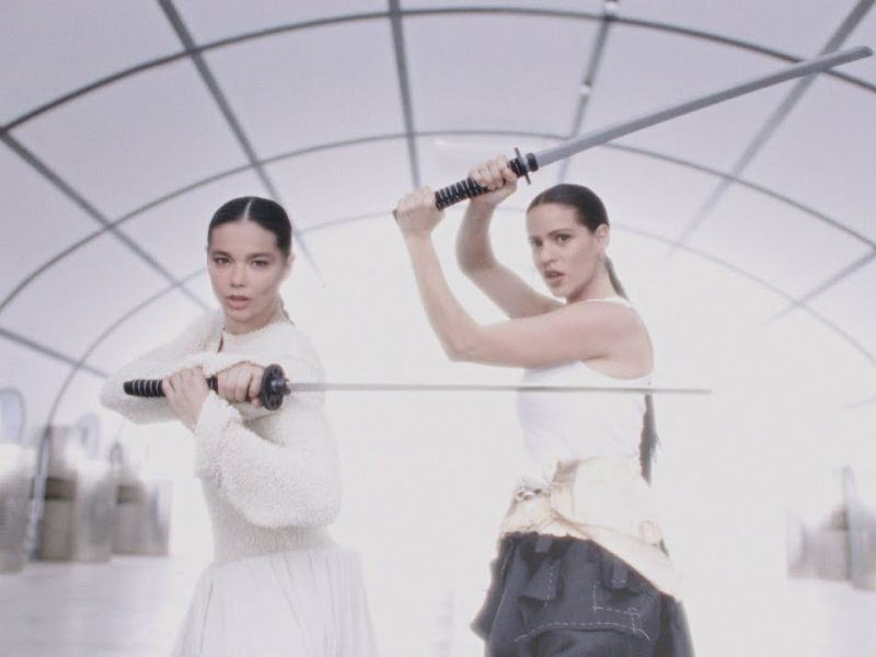 Björk and Rosalía in “Oral,” directed by Carlota Guerrero. (YouTube)