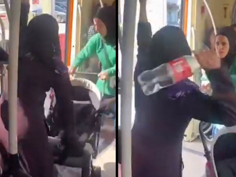 Fight inside Istanbul metro, Turkish women threw Syrian outside