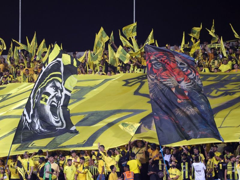 مشجعو اتحاد جدة (Photo by Fayez NURELDINE / AFP)