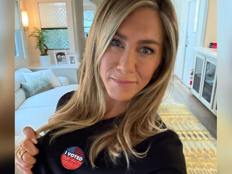 American actress Jennifer Aniston votes for Kamala Harris