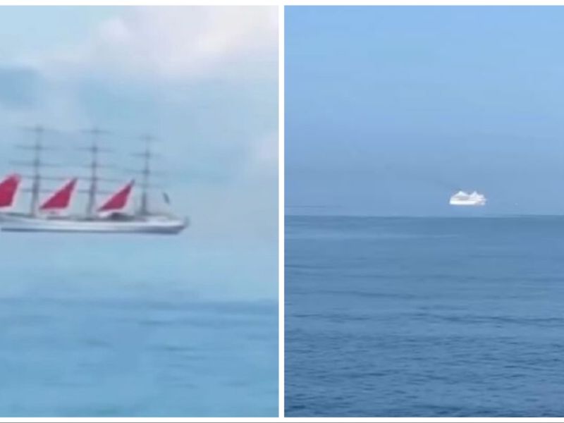 Yachts flying in the sky