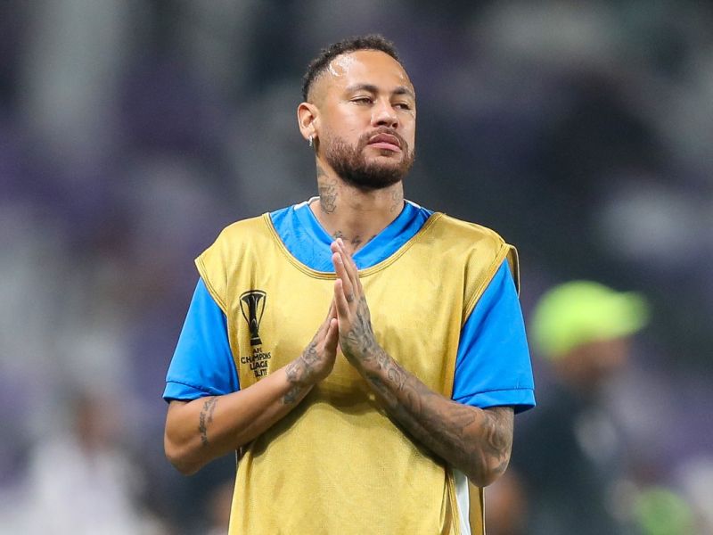 Hilal's Brazilian forward #10 Neymar warms up ahead of the AFC Champions League group B football match between UAE's Al-Ain and Saudi's Al-Hilal at the Hazza bin Zayed Stadium in al-Ain on October 21, 2024. (Photo by AFP)
