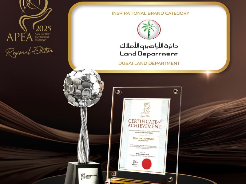 Dubai Land Department wins ‘Inspirational Brand Category’ award, reaffirming the emirate’s real estate leadership