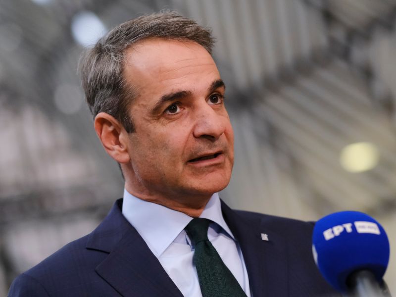 رئيس الوزراء اليوناني كيرياكوس ميتسوتاكيس يعقد مؤتمراً صحفياً خلال قمة الاتحاد الأوروبي، في مقر الاتحاد الأوروبي ببروكسل، في 22 مارس 2024.