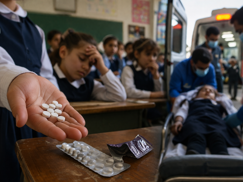 وزعت طالبة بالصف السادس الابتدائي أقراصًا منومة على 5من زملائها 