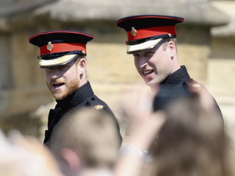 Britain's Prince Harry, Duke of Sussex (L) and Prince Harry's brother and best man Prince William, Duke of Cambridge arrive for the wedding ceremony of Britain's Prince Harry, Duke of Sussex and US actress Meghan Markle at St George's Chapel, Windsor Castle, in Windsor, on May 19, 2018. 
Chris Jackson/ AFP