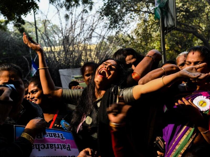 Members of the Indian transgender community take part in a protest against the Transgender Persons (Protection of Rights) Bill.
CHANDAN KHANNA / AFP