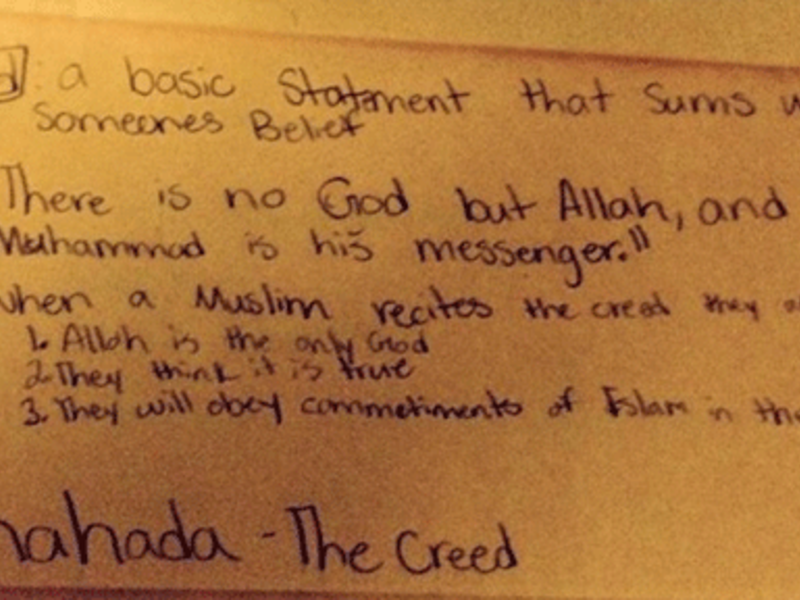 According to some parents, learning about Islam is akin to indoctrination. (Twitter)