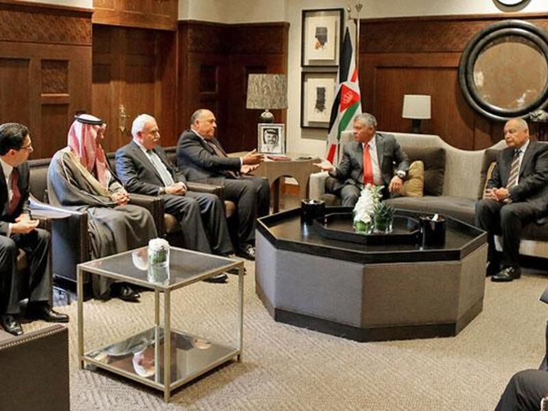 Meeting in Amman, Jordan on Saturday, the foreign ministers of Egypt, Jordan, Saudi Arabia, the United Arab Emirates, Palestine and Morocco recommended that Arab states look for an alternative peace-broker rather than the U.S (Royal Court)