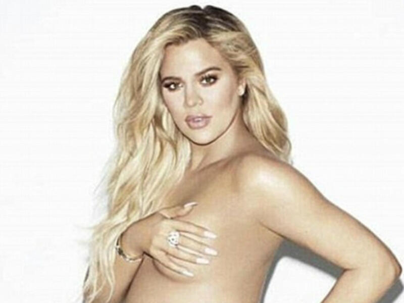 Shocking: Khloe Kardashian has posed topless to promote her new Good Mama maternity jeans; the line launches on Thursday (Source: Good American)