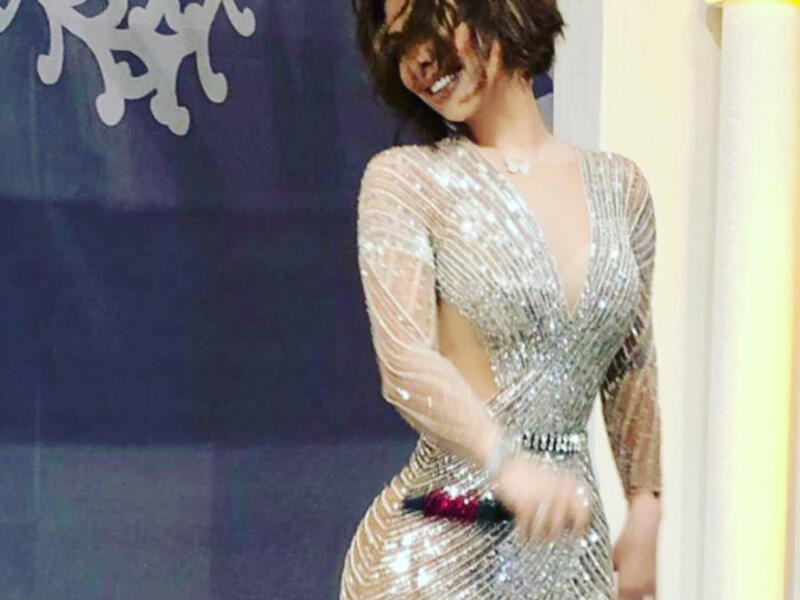 Shams's dress is by designer Youssef Jasmi (Source: shamsofficial_ - Instagram)