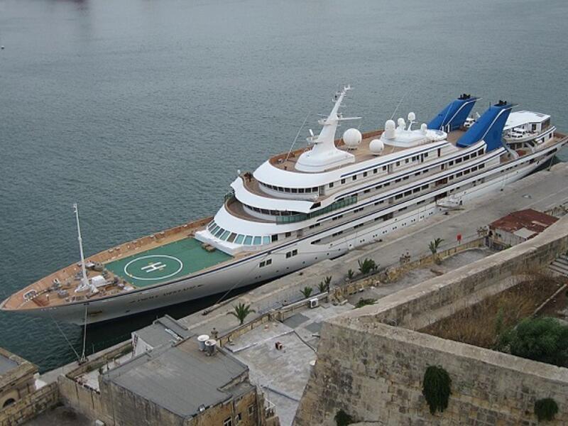 4. Prince Abdulaziz - Saudi King Fahad (d. 2005) / Royal Family

The Prince Abdulaziz was actually the longest motor yacht in the world for a whopping 22 years, until losing that place in 2006. It might not look the fanciest, but it can hold up to 64 guests and requires a crew of up to 65.
(Wikipedia - Creative Commons - User: Mecil)