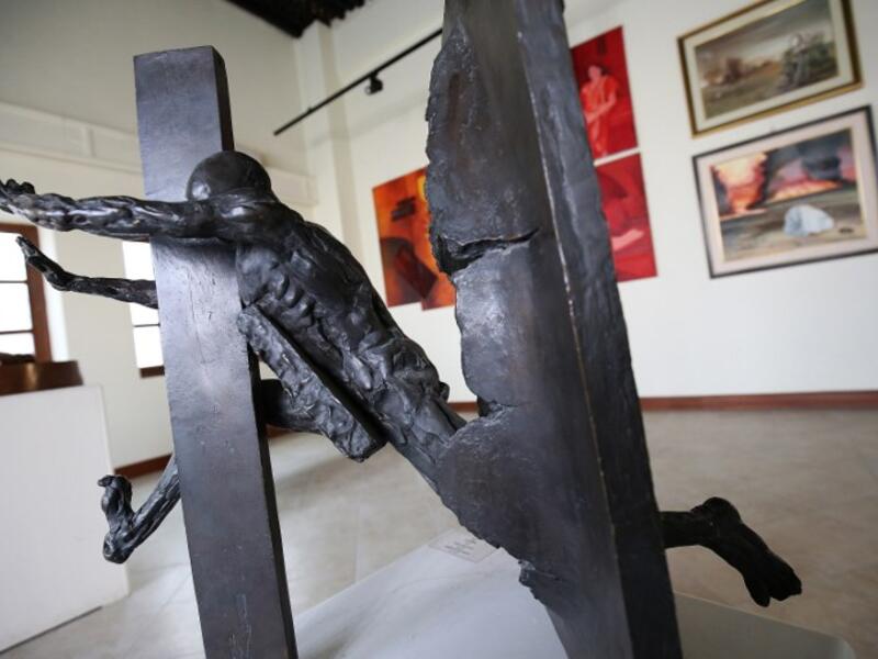 A picture taken at the Museum of Modern Art in Kuwait City on October 4, 2018, shows a sculpture by Kuwaiti artist Sami Mohammed. 
Yasser Al-Zayyat / AFP