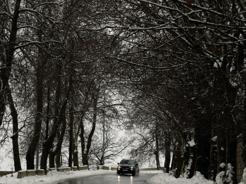 Street in the village of Sofar, some 30 kilometres (20 miles) east of the Lebanese capital Beirut, covered in snow as a fierce winter storm lashed the east coast of the Mediterranean. 
JOSEPH EID / AFP