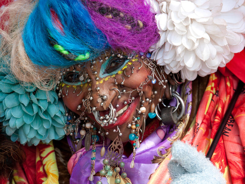 World's most pierced woman Elaine Davidson poses for photographers at the photocall for the 100 millionth copy of the Guinness World Records in the Tate Modern on November 11, 2003 in London. (Shutterstock/ File Photo)