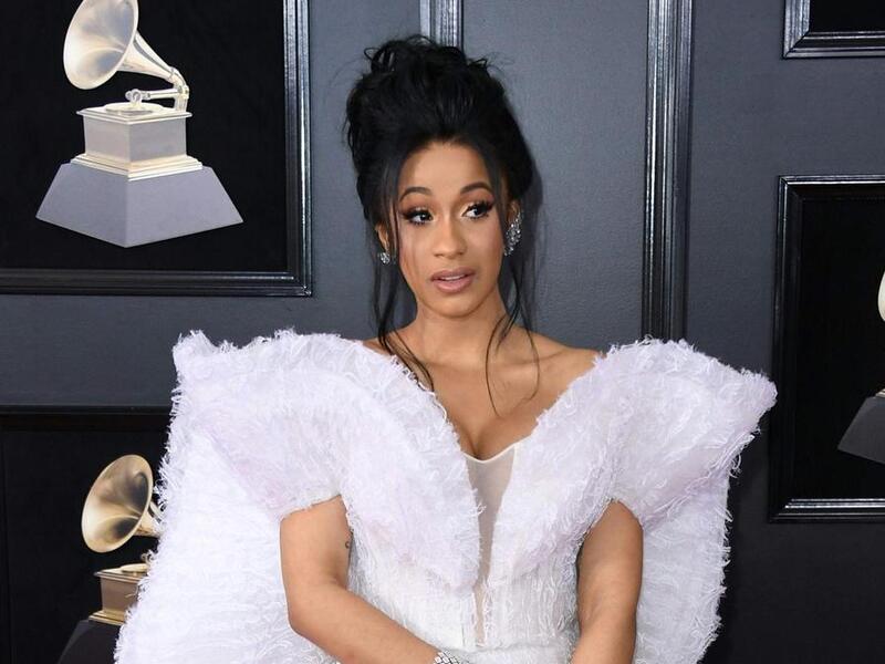Cardi B arrives for the 60th Grammy Awards on January 28, 2018, in New York. (AFP)