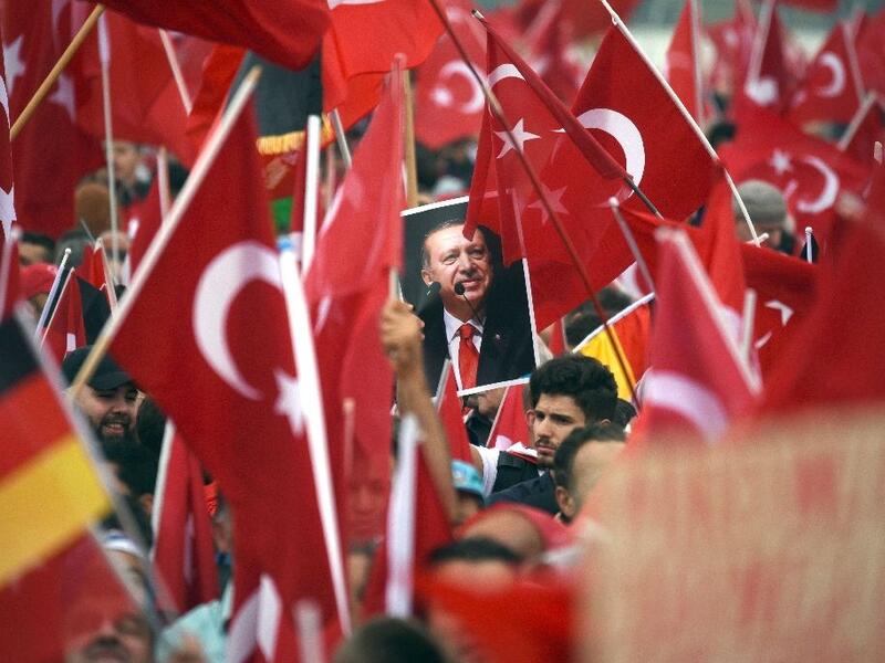 Turkey summoned a senior German diplomat, a day after a rally of tens of thousands of Erdogan supporters in Cologne in opposition to the coup (AFP/Henning Kaiser)