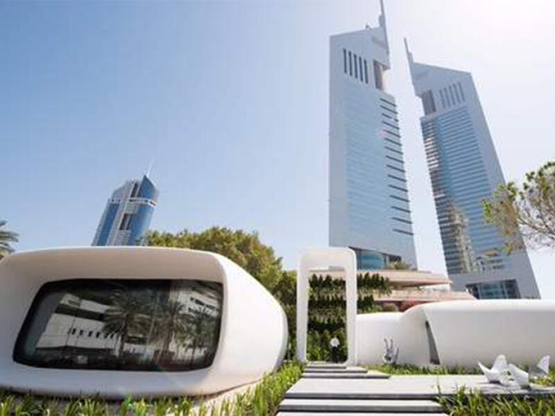 A 3D-printer measuring 20 feet high, 120 feet long and 40 feet wide was used to print the building. (Khaleej Times)
