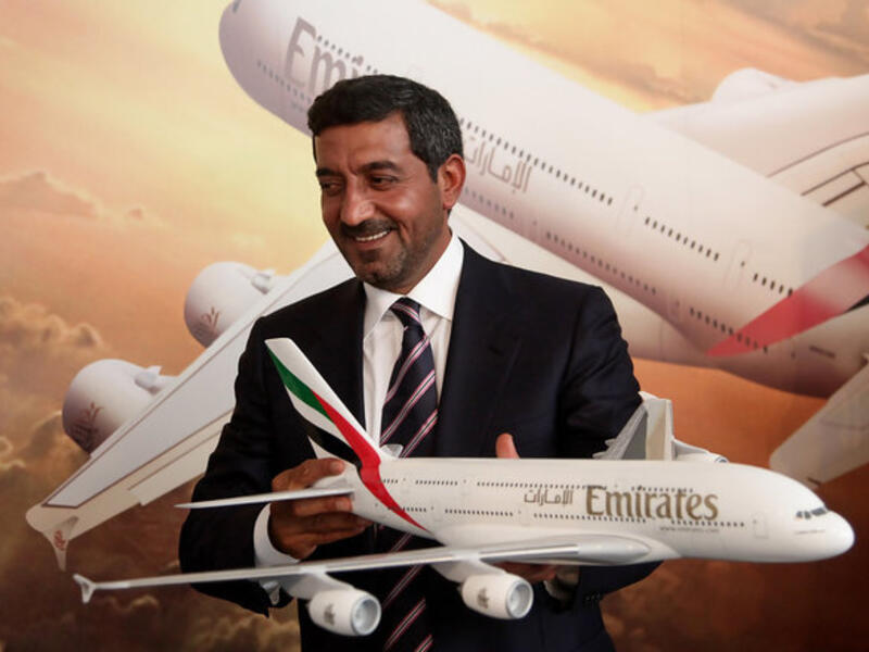 Shaikh Ahmad Bin Saeed Al Maktoum, President of Dubai Civil Aviation and Chairman and Chief Executive of Emirates airline and Group at the 2010 Berlin Air Show. (AFP/Sean Gallup)